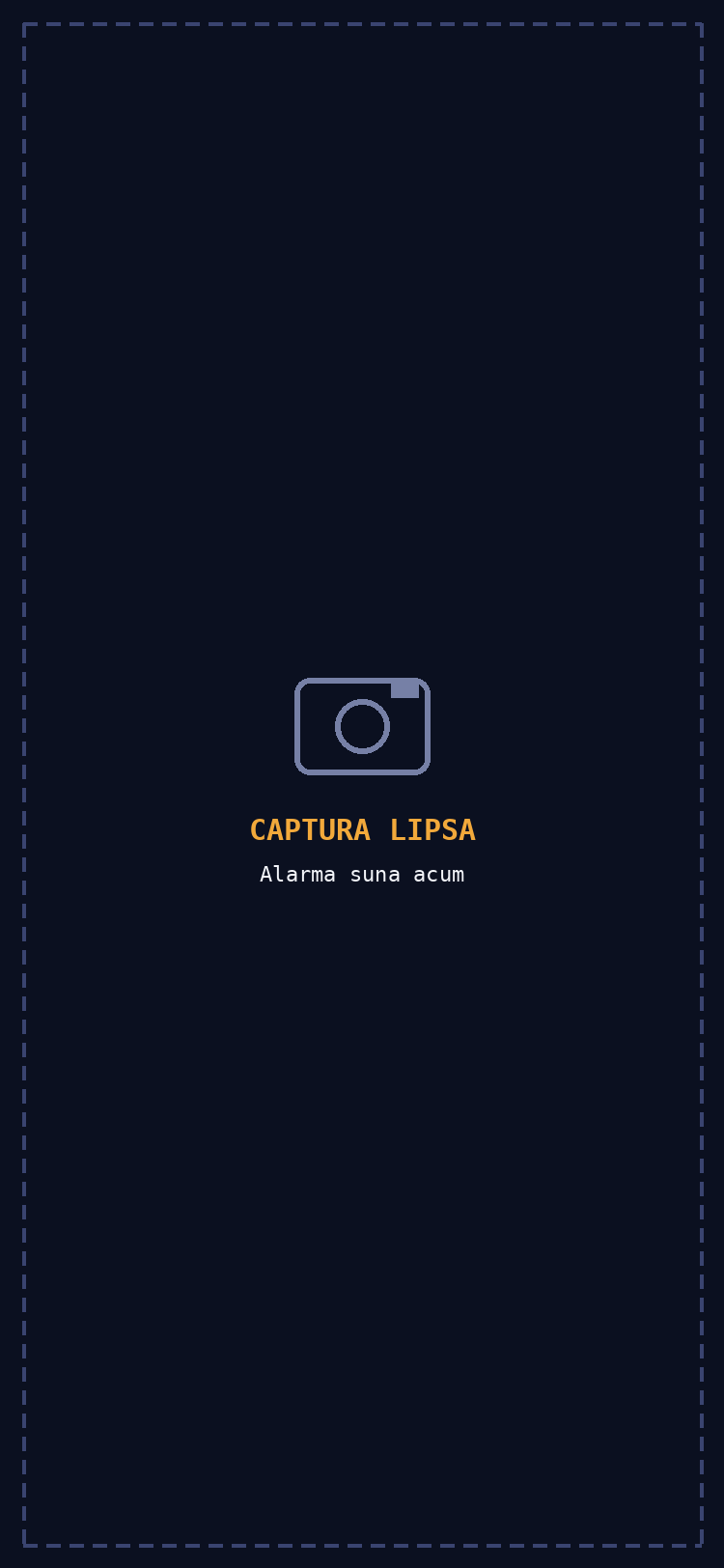 Ecranul de alarma care suna